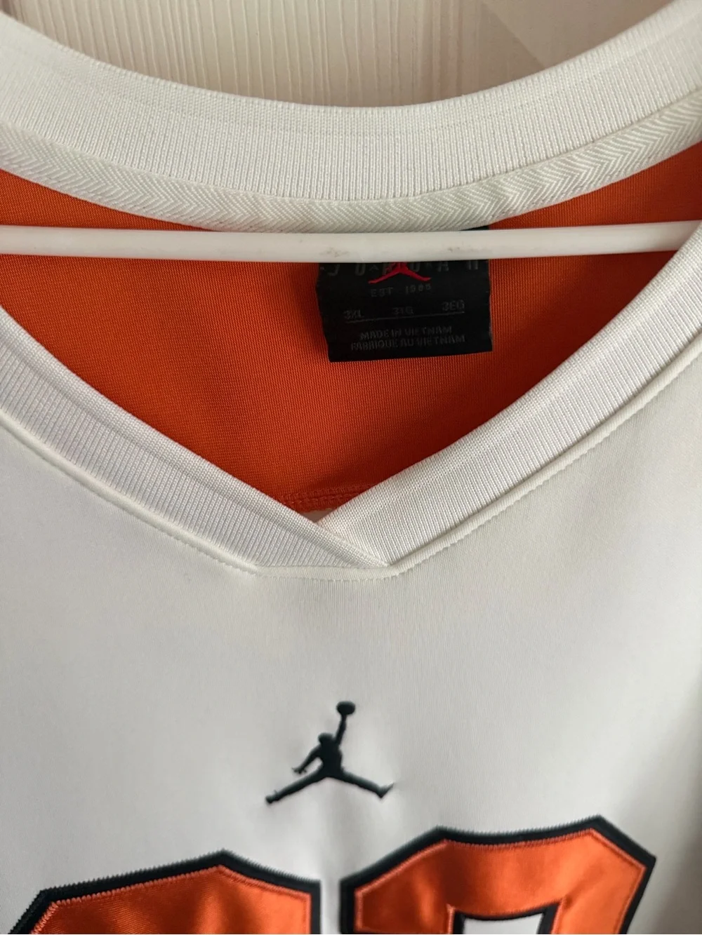 Jordan White & Orange 23 V-Neck Pullover Sweater